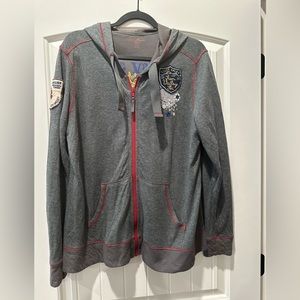 EDDIE BAUER WOMEN’S LONG SLEEVE FULL ZIP SKI HOODED SWEATSHIRT.  SIZE X-LARGE.